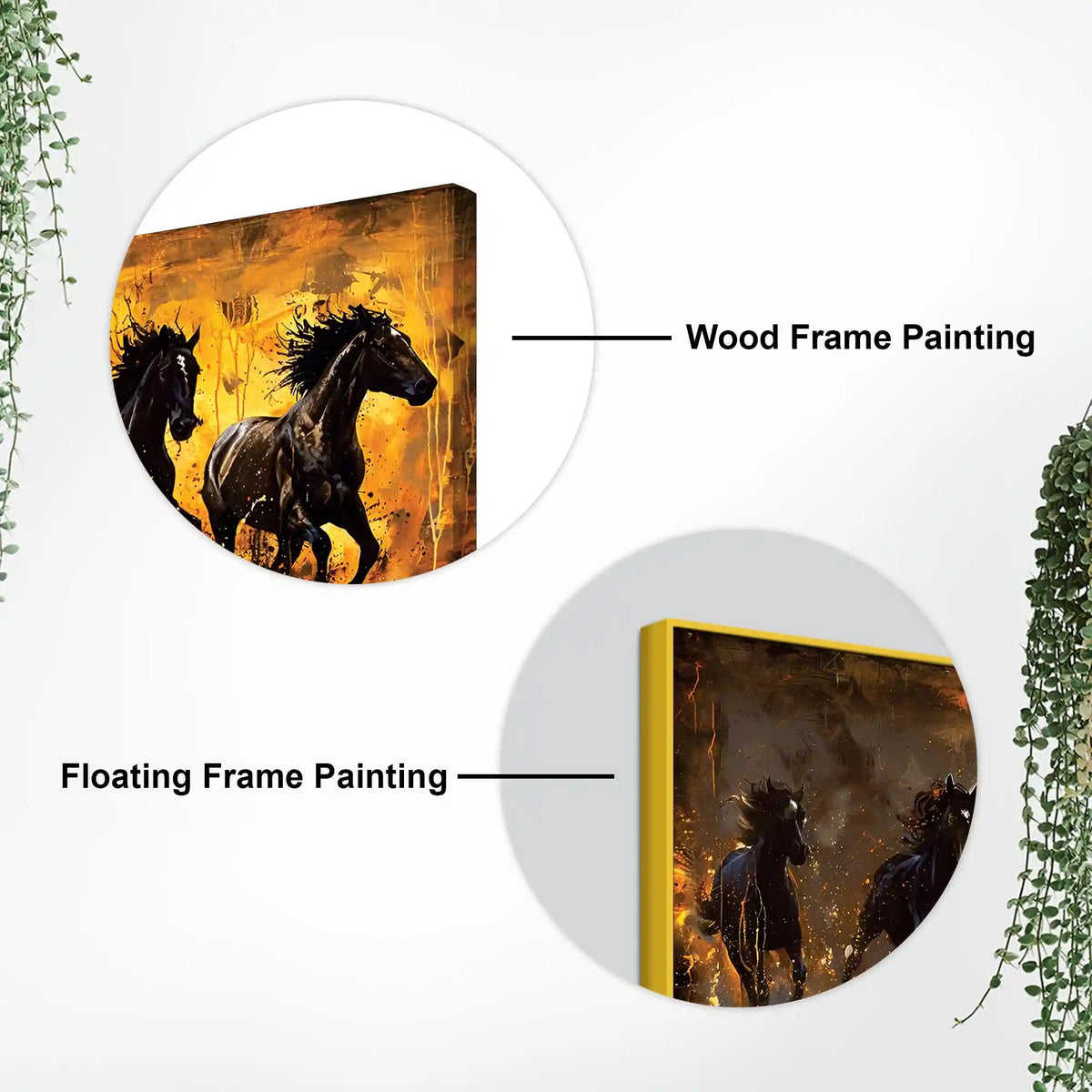 Velocious Running Black Horses Abstract Canvas Wall Painting