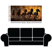 Velocious Running Black Horses Abstract Canvas Wall Painting