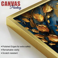 Verdant Gold Blue Peacock Canvas Wall Painting