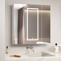 Vertical LED Light Mirror Cabinet with Touch Sensor & Soft Close Doors