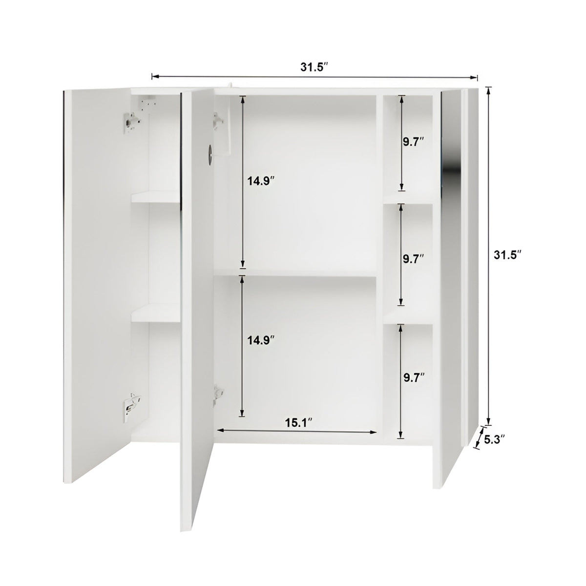 Vertical LED Light Mirror Cabinet with Touch Sensor & Soft Close Doors