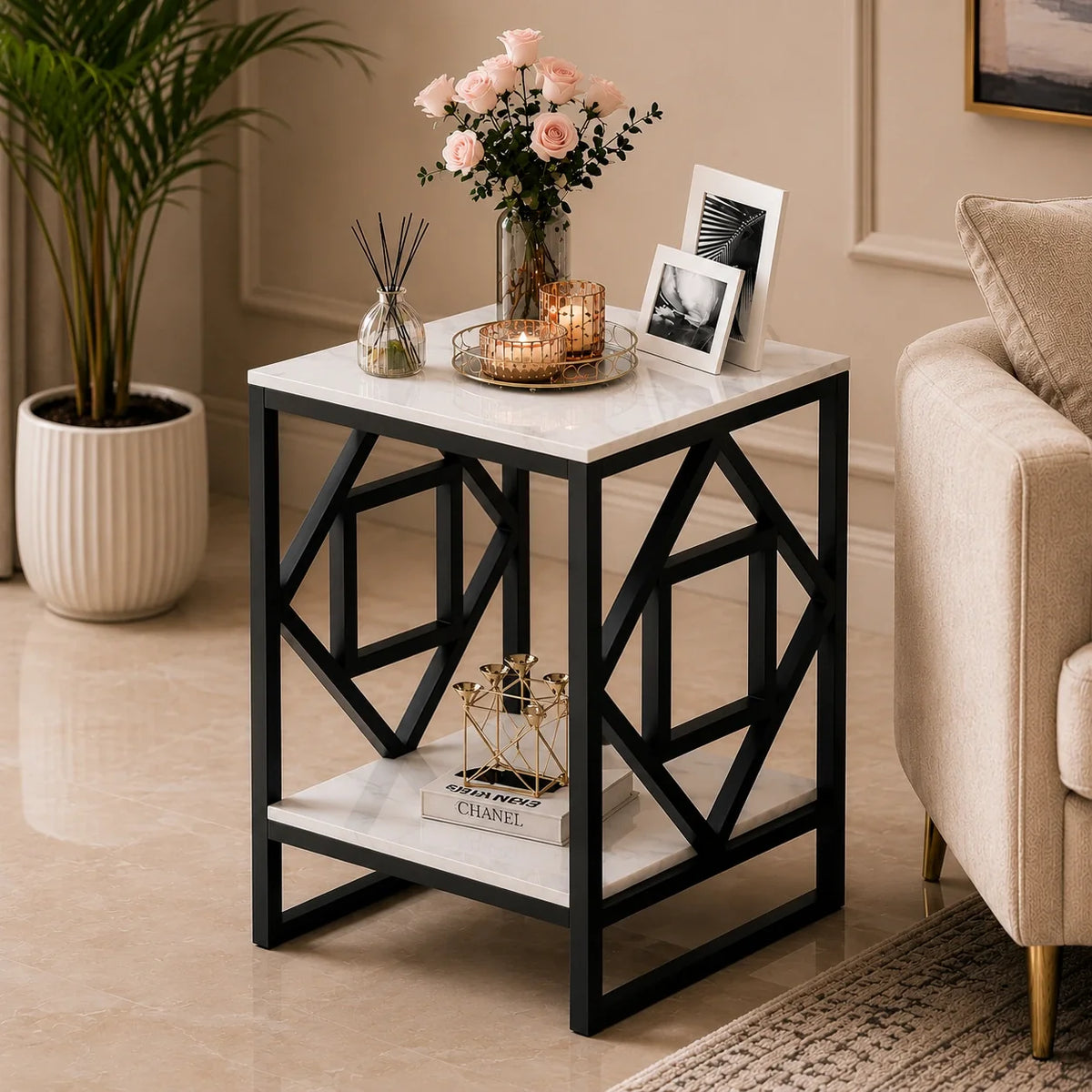 2-Tier Square Shape Modern Designer End Side Table