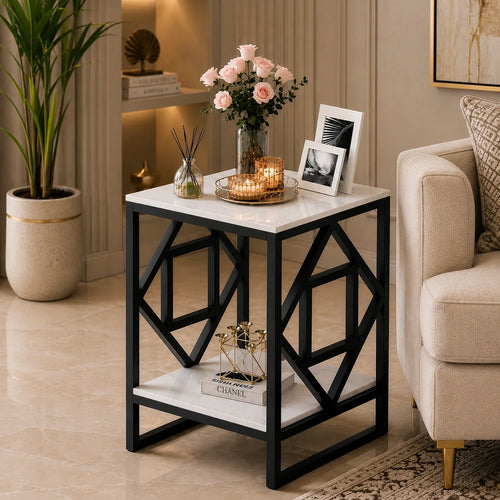 2-Tier Square Shape Modern Designer End Side Table