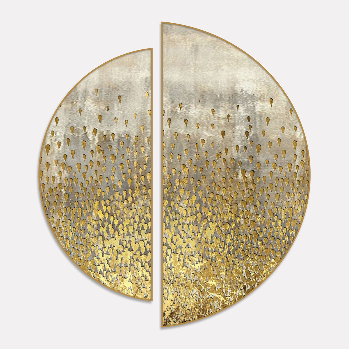 Abstract Acrylic with Golden Glitter Art Semi Circle Frames Set Of 2