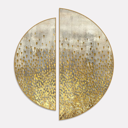 Abstract Acrylic with Golden Glitter Art Semi Circle Frames Set Of 2
