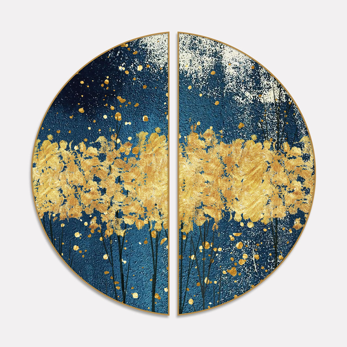 Abstract Porch Golden Background Art Semi Circle Frames Set Of 2