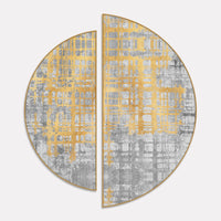 Abstract Retro Golden Art Semi Circle Frames Set Of 2
