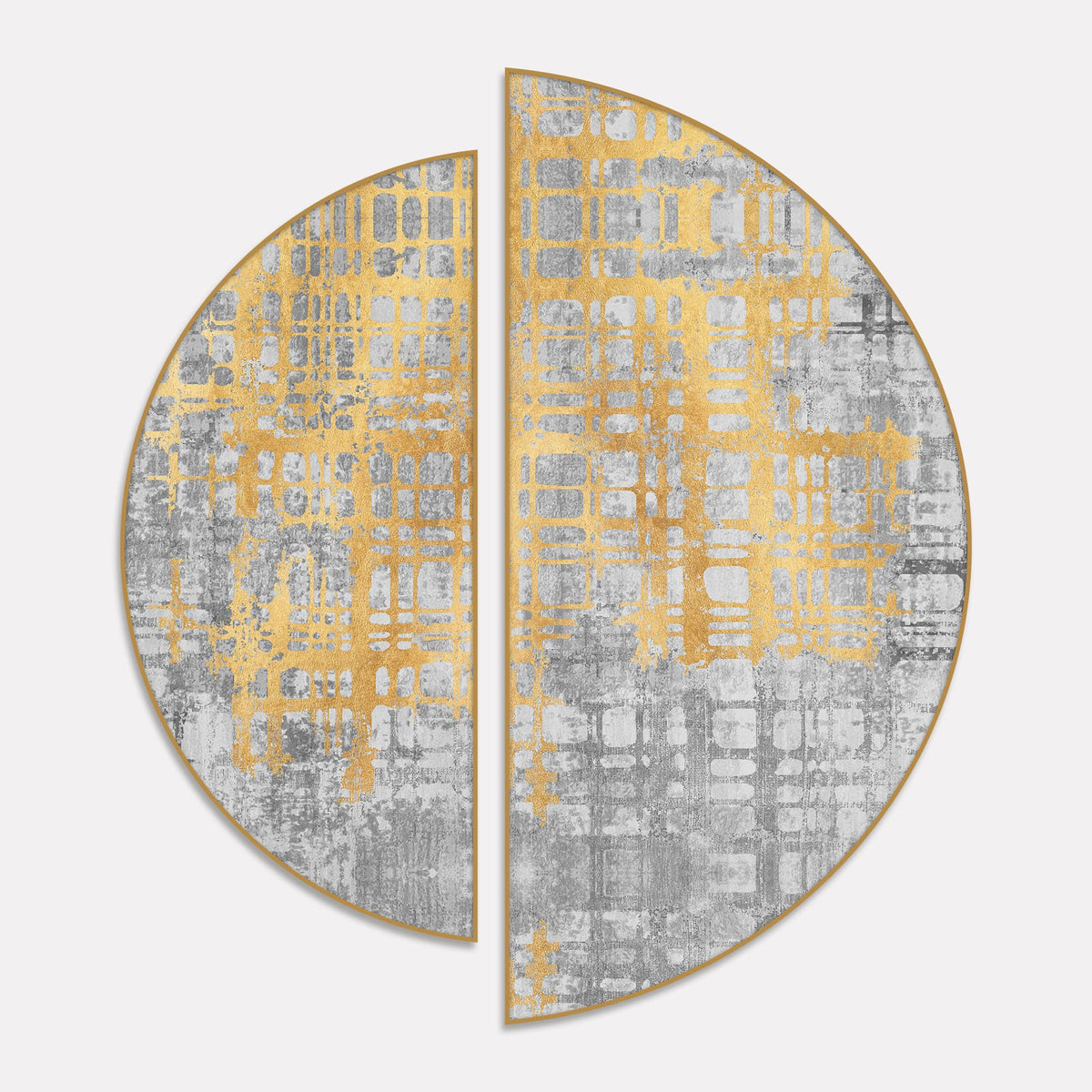 Abstract Retro Golden Art Semi Circle Frames Set Of 2