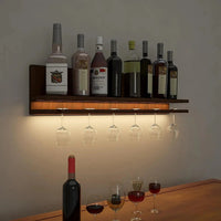 Aesthetic Backlit Look MDF Mini Bar Shelf in Walnut Finish
