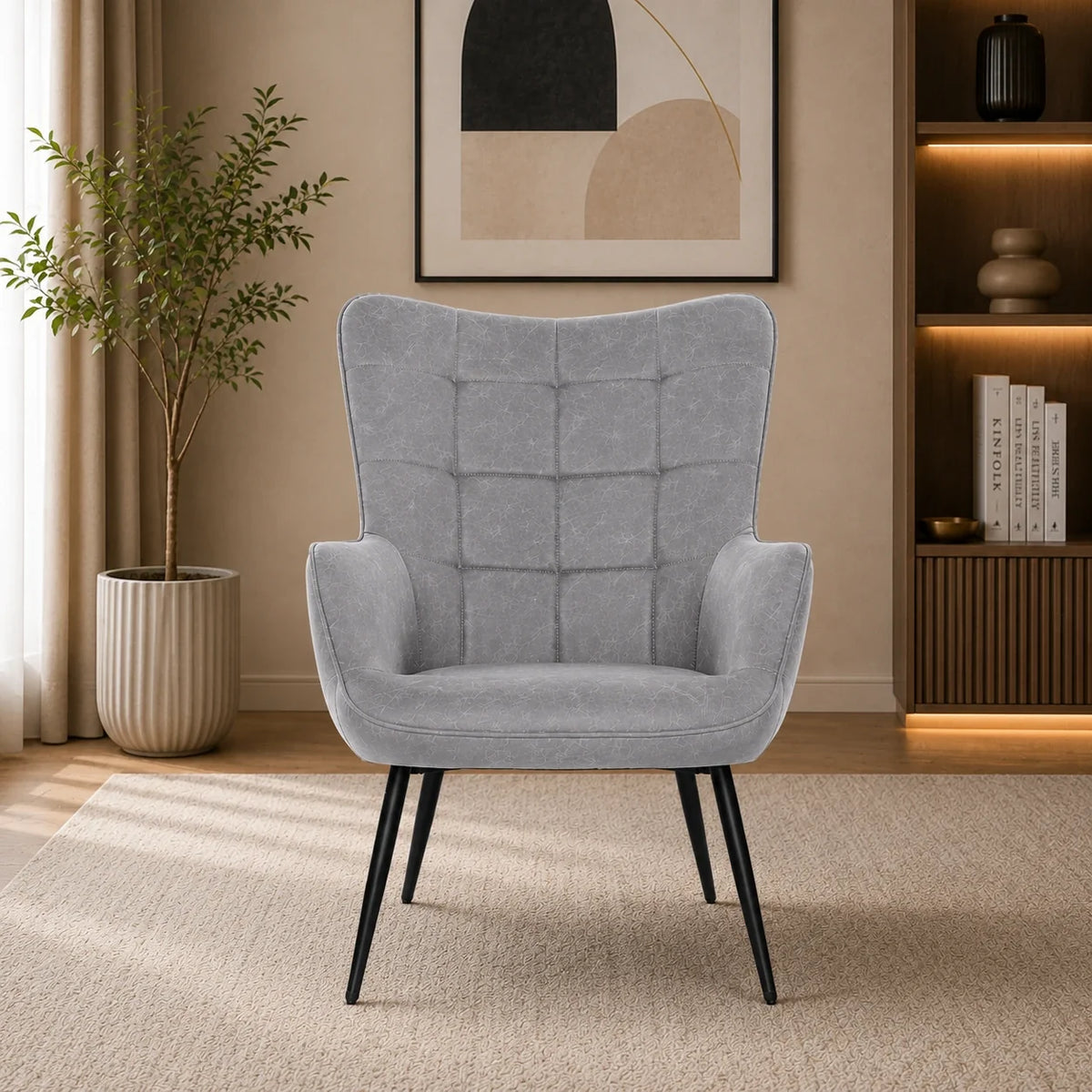 Artistic Grey Luxurious Velvet  Sofa Lounge Chair
