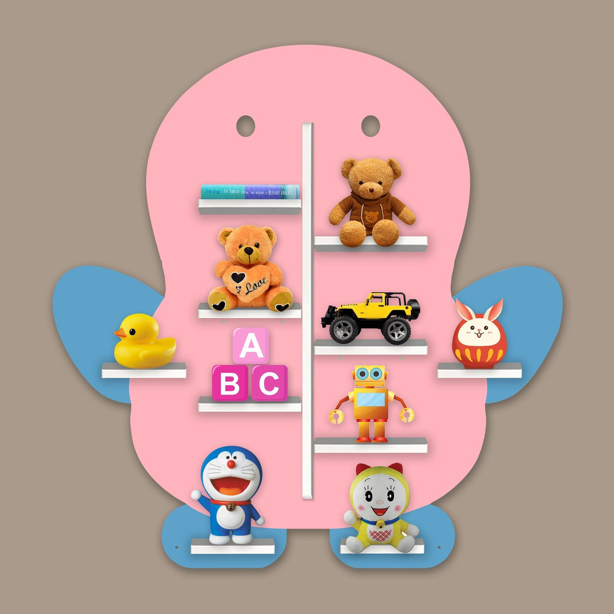 Baby Penguin Shape Wooden LED Light Wall Shelf for Kids
