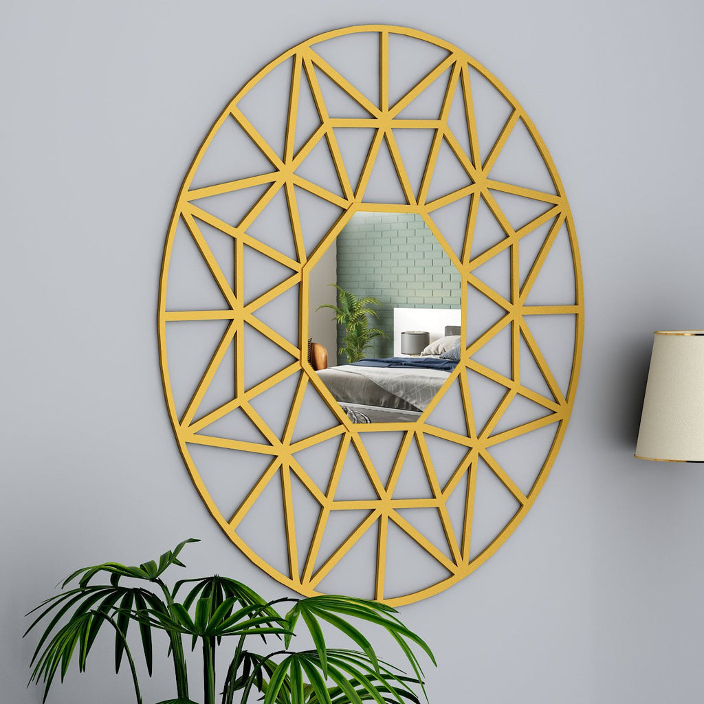 Beautiful Decorative Vanity Wooden Mirror with Golden Finish Frame