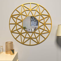Beautiful Decorative Vanity Wooden Mirror with Golden Finish Frame
