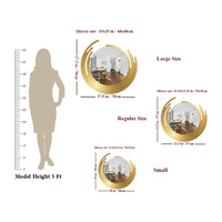 Beautiful Decorative Wooden Wall Mirror Round Shape with Golden Finish Frame