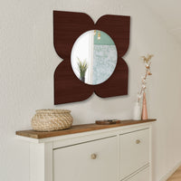 Beautiful Floral Flower Design Art Wooden Wall Mirror