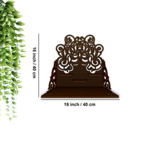 Beautiful Floral Pattern Wall Hanging Wooden Temple/ Pooja Mandir Design with Shelf, Brown Color