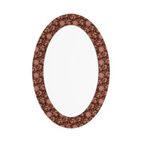 Beautiful Floral Print Maroon Oval Printed Acrylic Wall Mirror