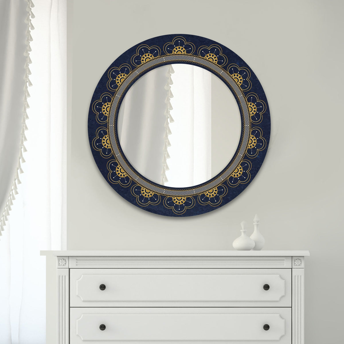 Beautiful Flower Designer Pattern Printed Acrylic Wall Mirror