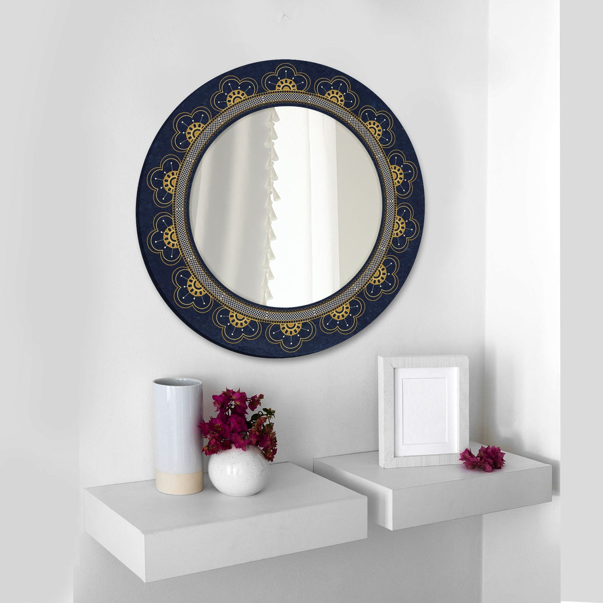 Beautiful Flower Designer Pattern Printed Acrylic Wall Mirror
