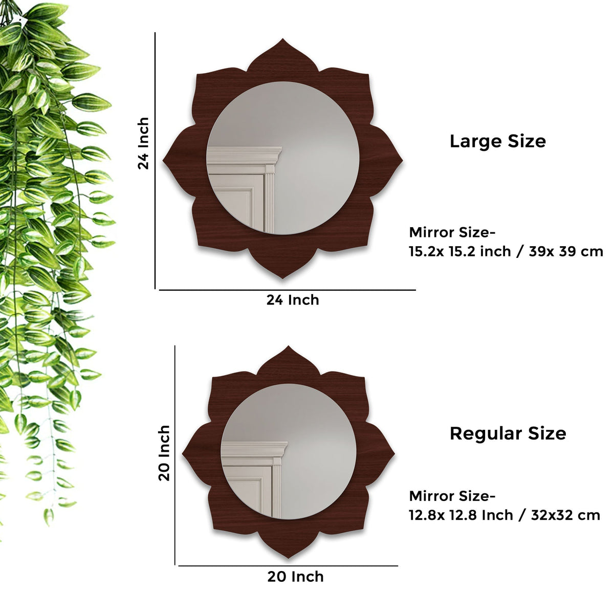 Beautiful Flower Shape Designer Wooden Wall Mirror