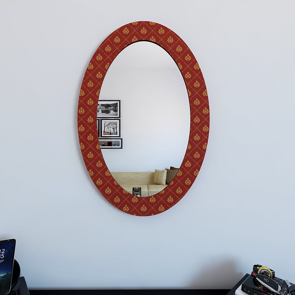 Beautiful Printed Design Oval Printed Acrylic Wall Mirror