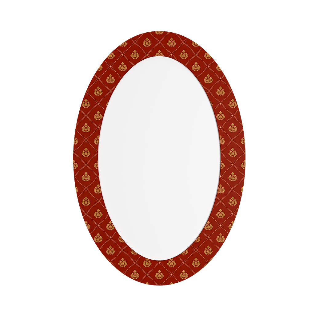 Beautiful Printed Design Oval Printed Acrylic Wall Mirror