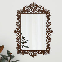 Beautiful Vanity Motif Style Mirror with Walnut Finish