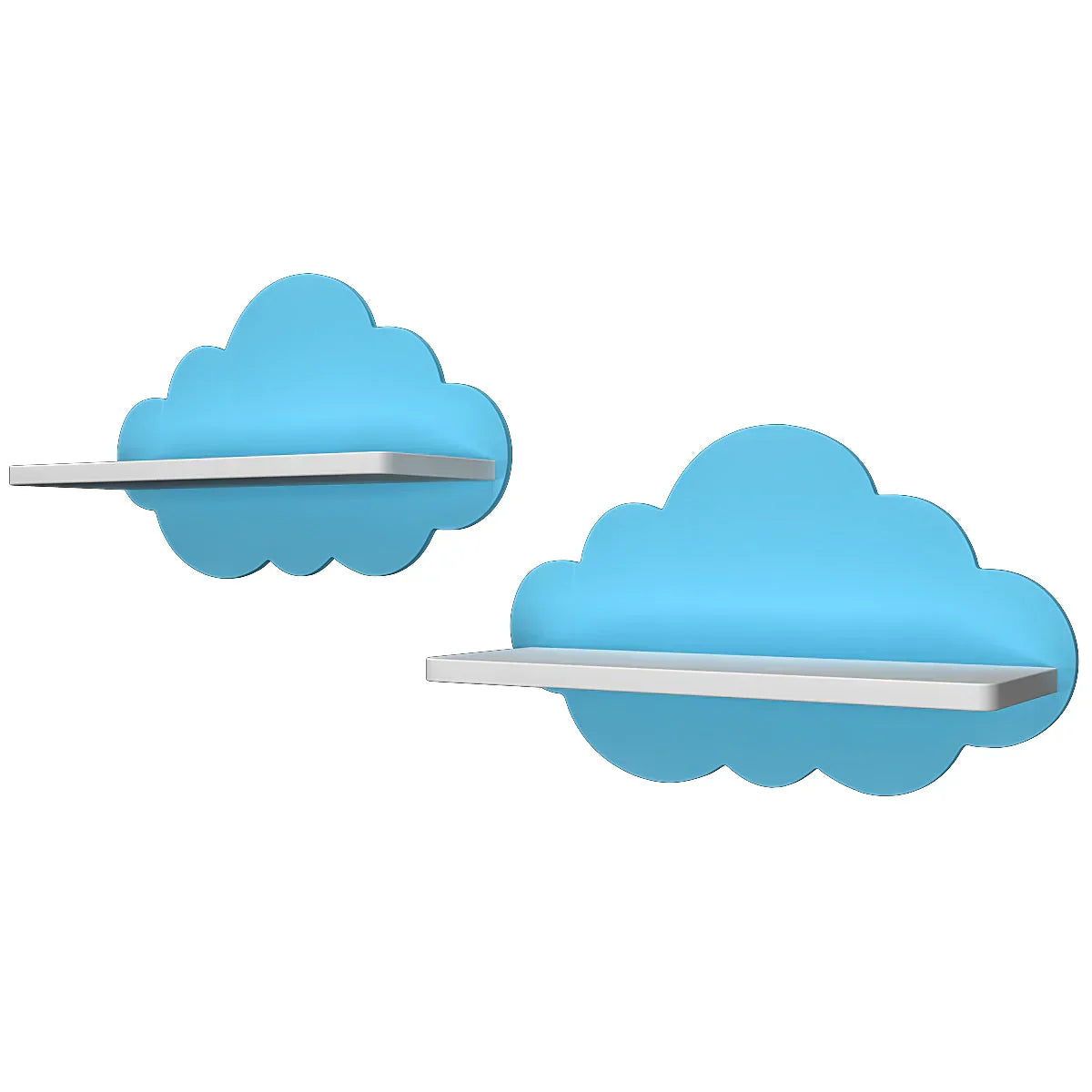 Blue Cloud Shaped Wooden Wall Shelf for Kids