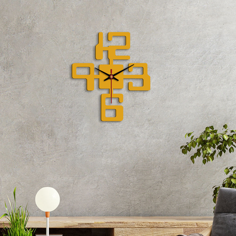 Bold Text Numbers Designer Wooden Wall Clock