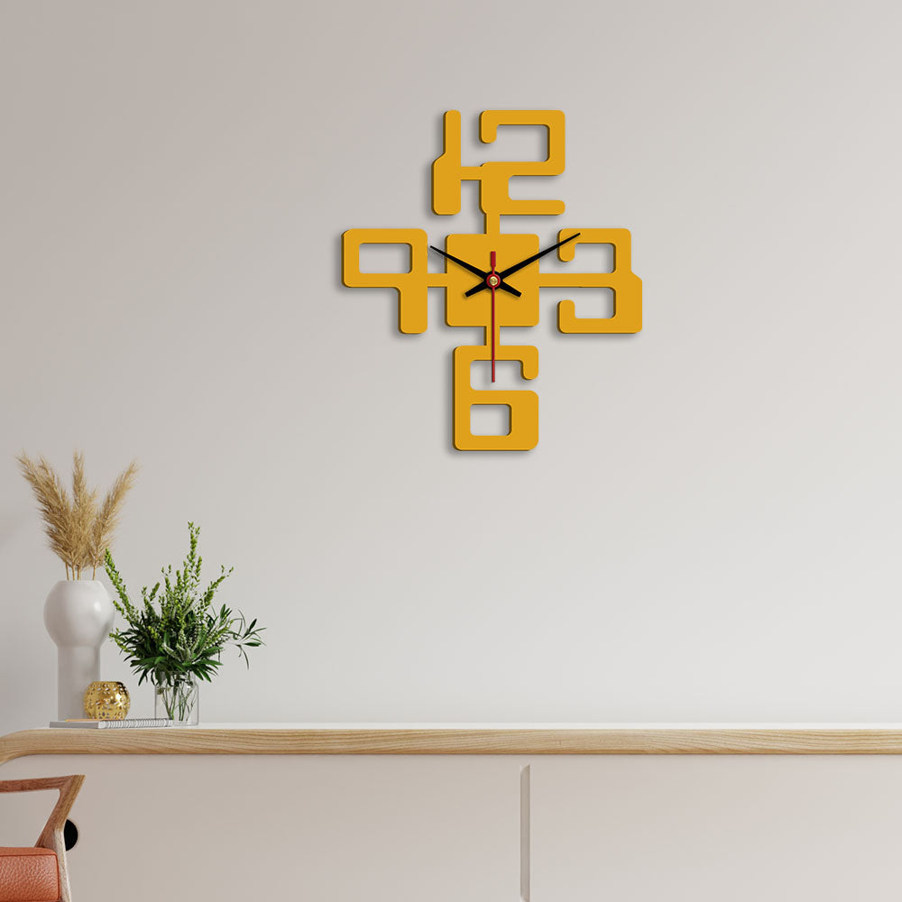 Bold Text Numbers Designer Wooden Wall Clock