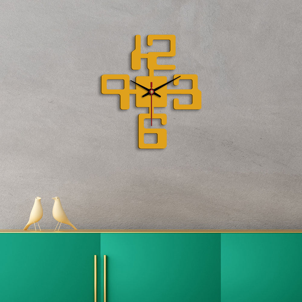 Bold Text Numbers Designer Wooden Wall Clock