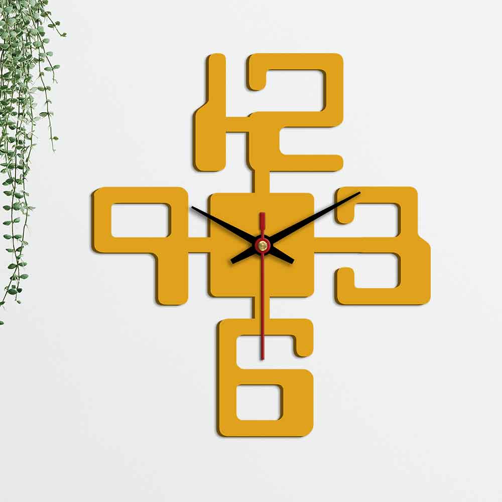 Bold Text Numbers Designer Wooden Wall Clock