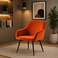 Brown Chrome Diamond Shape Velvet Sofa Lounge Chair