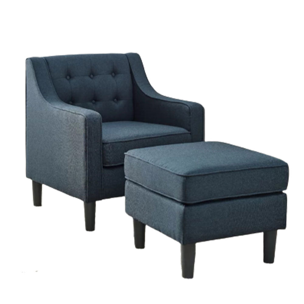 Charcoal Tufted Finish Comfy Lounge Accent Chair with Footrest