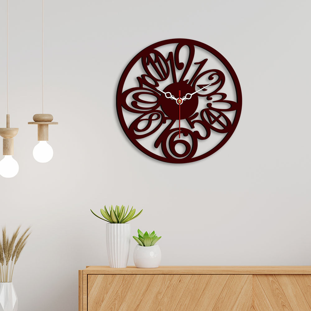 Circular Numbers Designer Wooden Wall Clock