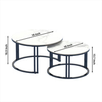 Classic Black Round Coffee Table Set of 2