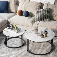 Classic Black Round Coffee Table Set of 2