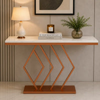 Classic Design Copper Console Table in Geometric Pattern