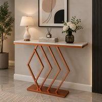 Classic Design Copper Console Table in Geometric Pattern