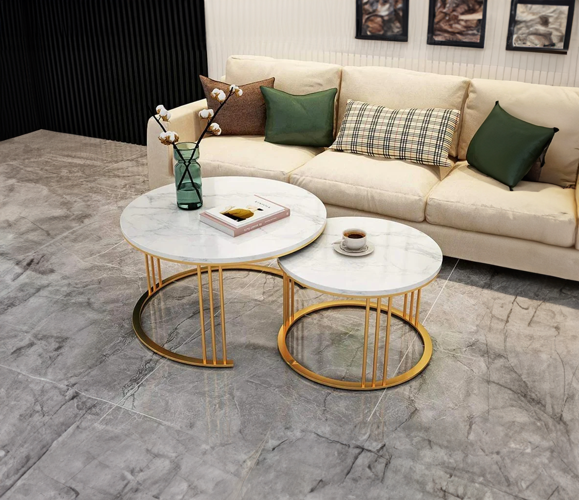 Classic Designer Tethered Iron Stand Coffee Table Set of 2