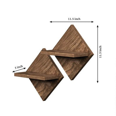 Classic Designer Wooden Stands Wall Mounted Shelf Set of Two