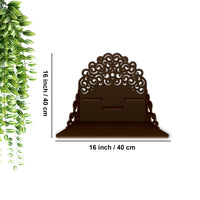 Classic Pattern Designer Wall Hanging Wooden Temple/ Pooja Mandir Design with Shelf, Brown Color