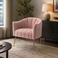 Classic Pink Tufted Velvet Sofa Lounge Chair
