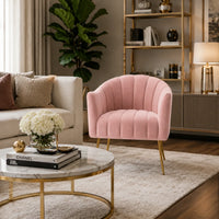 Classic Pink Tufted Velvet Sofa Lounge Chair