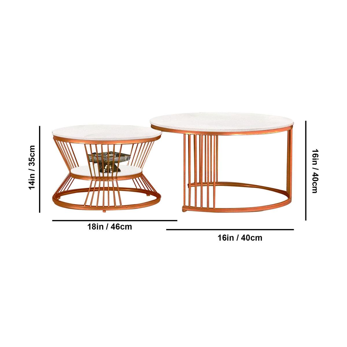 Classic Style Complementing Copper Coffee Table Set of 2