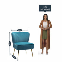 Classic Style Curved Back Blue Velvet Lounge Chair