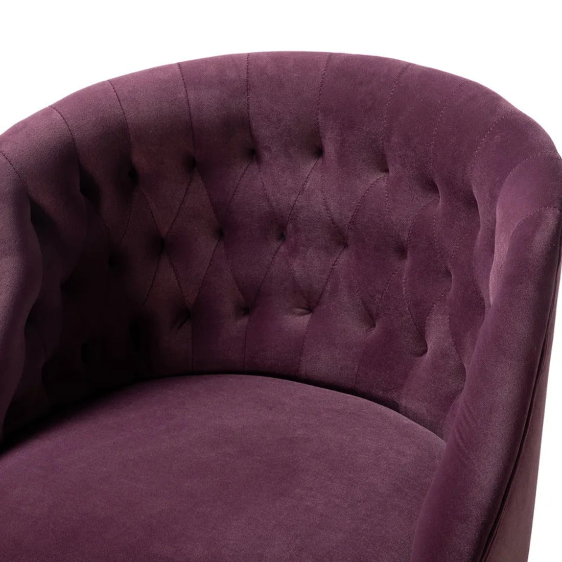 Comfort Tufted Back Magenta PU Foam Accent Chair with Golden Base