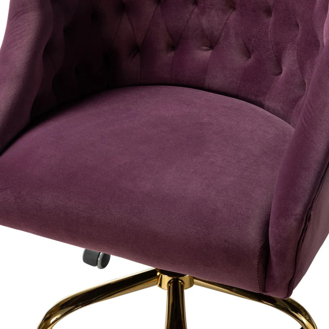 Comfort Tufted Back Magenta PU Foam Accent Chair with Golden Base
