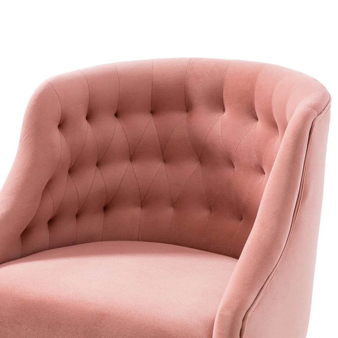 Comfort Tufted Back Pink PU Foam Accent Chair with Golden Base