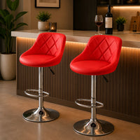 Comfy Back Rest Coral Red Leatherette Bar Stool / Long Chair